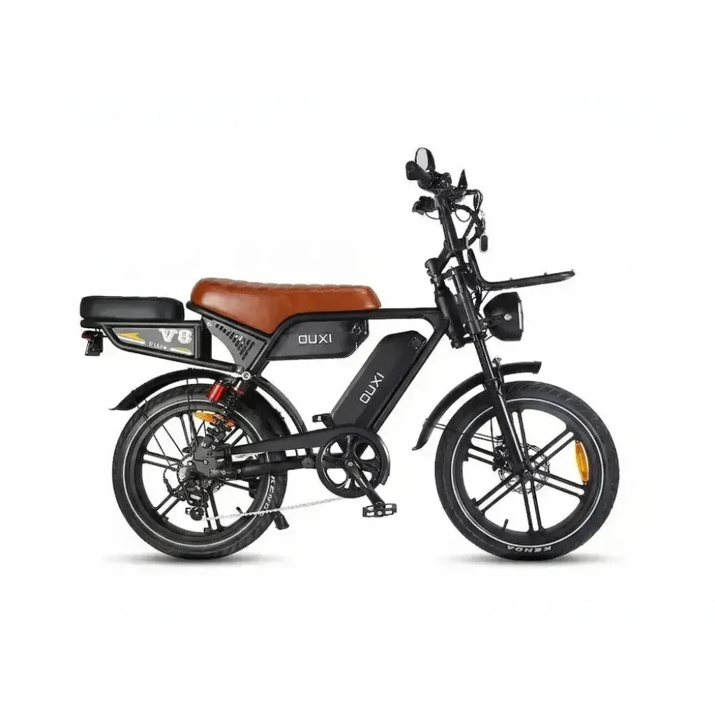 OUXI V8 Ultra Max - Noir - Selle Marron (avec siège arrière, porte-bagages avant et alarme)